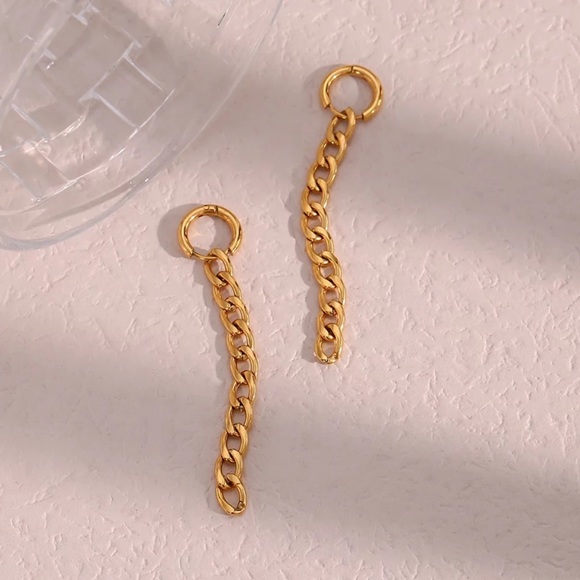 New Tassel 18K Gold Dangle Figaro Chain Earrings, cute Earrings, wow Earrings - Picture 4 of 6